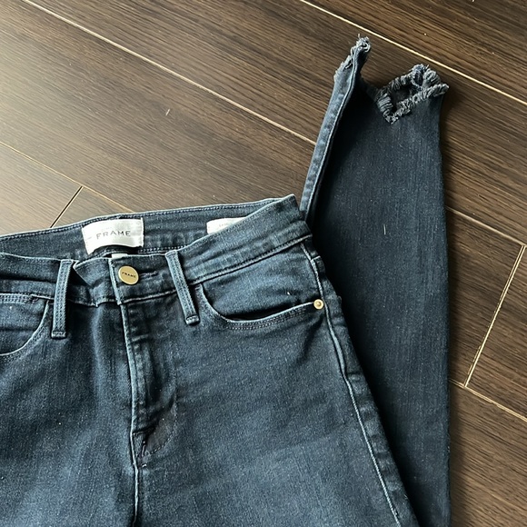 FRAME Le High Double Triangle High Waist Shark Bite Skinny Jeans, Keen, 26 - Picture 4 of 7